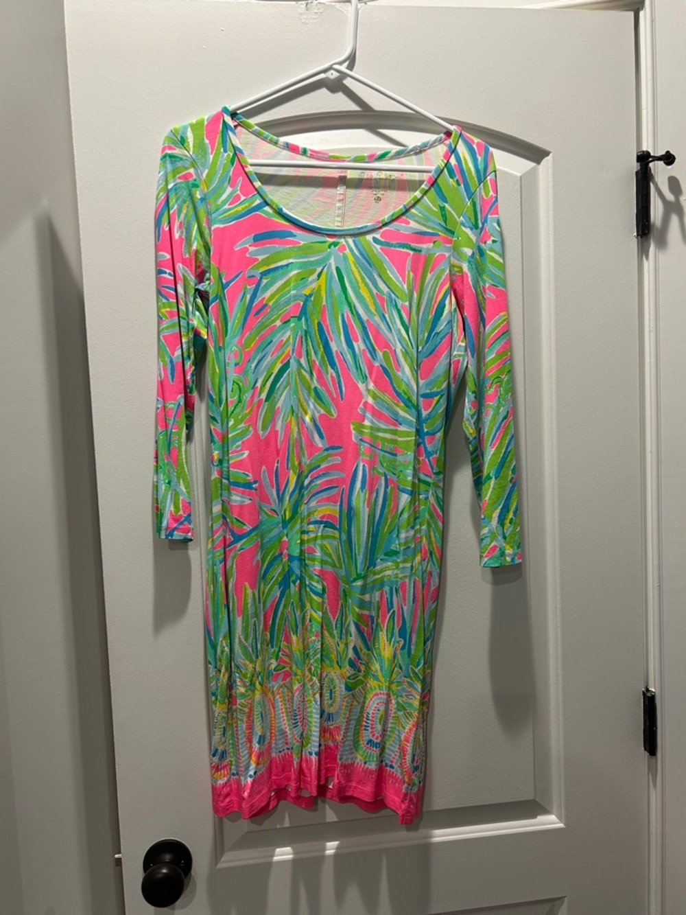 Lilly Pulitzer Bright Pink Tropical-Print Long Sleeve Dress